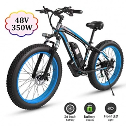 ZJGZDCP Electric Mountain Bike ZJGZDCP E-bike Bike Mountain Bike Electric Bike with 21-speed Shimano Transmission System 350W 10 / 15AH 48V Lithium-ion Battery 26inch City Bicycle (Color : Blue, Size : 350W-15Ah)
