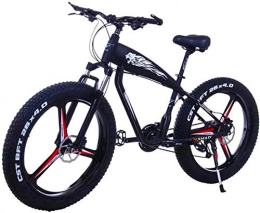 ZJZ Bike ZJZ 26 Inch 21 / 24 / 27 Speed Electric Mountain Bikes With 4.0" Fat Snow Bicycles Dual Disc Brakes Brakes Beach Cruiser Men Sports E-bikes (Color : 10Ah, Size : Black-A)