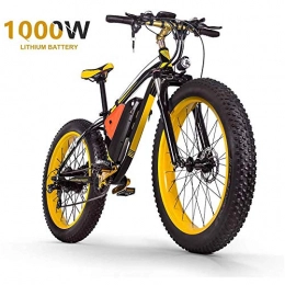 ZLZNX Bike ZLZNX Fat Tire Electric Bike Mountain Bike 26"E-Bike with 48v 16ah / 1000w Lithium Battery and 21-Speed full Suspension Hydraulic Disc Brake Electric Bike, Yellow