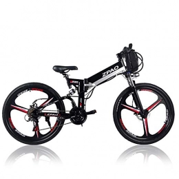 ZPAO Electric Mountain Bike ZPAO KB26 26 Inch Folding Electric Bicycle, 48V 10.4Ah Lithium Battery, 350W Mountain Bike, 5 Grade Pedal Assist, Suspension Fork (Black Dual Battery)