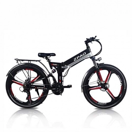 ZPAO Electric Mountain Bike ZPAO KB26 26 Inch Folding Electric Bicycle, 48V 10.4Ah Lithium Battery, 350W Mountain Bike, 5 Grade Pedal Assist, Suspension Fork (Black Integrated Wheel)