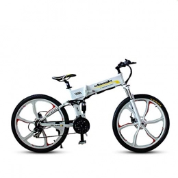 ZS Electric Mountain Bike ZS 26 Inch Folding Mountain Electric Bicycle, 36V 10.4Ah Lithium Battery 240W Brushless Rear Drive Integrated Wheel Engine White And Black