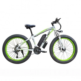 ZXL Bike ZXL Electric Bikes for Adults Women Men, 4.0" Fat Tires 26 inch 21 Speed Ladies Mountain Bicycle, 48V 13Ah / 15Ah 350W / 500W / 1000W MTB E-Bike with Ip54 Waterproof, Black Yellow, 350W15Ah, White Green