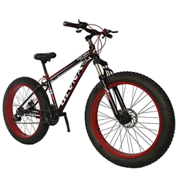 TBNB Fat Tyre Mountain Bike 20 / 26 Inch Fat Tire Mountain Bike, Adult Men's and Women's Outdoor Road Bicycle, Sand Bike, 21-27 Speed, Disc Brake, Suspension Fork (Red 20inch / 21Speed)
