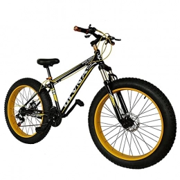TBNB Fat Tyre Mountain Bike 20 / 26 Inch Fat Tire Mountain Bike, Adult Men's and Women's Outdoor Road Bicycle, Sand Bike, 21-27 Speed, Disc Brake, Suspension Fork (Yellow 20inch / 21Speed)