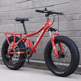MIAOYO Bike 21 Speed Mountain Bicycle, Front Fork Suspension Disc Brake, Fat Tire Racing MTB For Adult, Fat Bike For Beach Ride Travel Sport, Red, 20