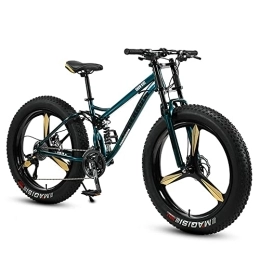 Bananaww Fat Tyre Mountain Bike 24 / 26 Inch Thick Wheel Mountain Bike with High-carbon Steel Frame, Adult Fat Tire Mountain Trail Bicycle 7 / 21 / 24 / 27 / 30 Speed, Mens Mountain Bike Dual Suspension Dual Disc Brake
