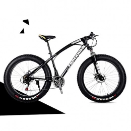 Wghz Fat Tyre Mountain Bike 26 / 24 Inch Dual Disc Brake Mountain Snow Beach Fat Tire Variable Speed Bicycle, High Elasticity Comfortable Wide Large Saddle 21 Speed Change, Let You Ride Freely, Black, 26IN