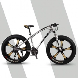 Suge Fat Tyre Mountain Bike 26" 24-Speed Fat Tire Mountain Bike All Terrain Mountain Bike Double Disc Brake Bike High-Carbon Steel Hard Tail Mountain Bicycle with Adjustable Seat (Color : Silver, Size : 26" 24 speed)