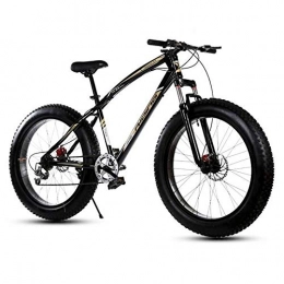 MYSZCWCF Fat Tyre Mountain Bike 26 Inch Fat Tire Mountain Bike, Country Men's Hardtail 21 / 24 / 27 Speed Damping Mountain Bike With Adjustable Seat Double Suspension All Terrain Mountain Bike ( Color : Black , Size : 26-inch 24-speed )