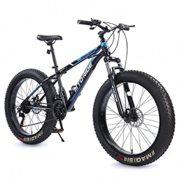 AZXV Fat Tyre Mountain Bike 26 Inch Fat Tire Mountain Bike Full Suspension High-Carbon Steel Adults Bike，21 Speeds Mechanical Dual Disc-Brakes Shock-absorbing Shifting MTB Bicycle，Multiple Colo black blue