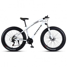 WJSW Fat Tyre Mountain Bike 26 Inch High-carbon Steel Mountain Bicycle - Hardtail Mountain Bikes For Adults (Color : White, Size : 21 speed)