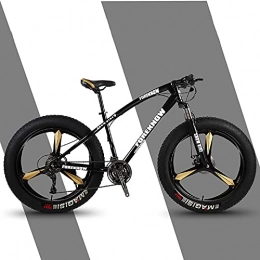 SHUI Fat Tyre Mountain Bike 26-inch Mens Fat Tire Mountain Bike, High Carbon Steel Frame, 21-Speed, 3-spoke Wheels, Stable Disc Brake, Multi-Colors Black-7sp
