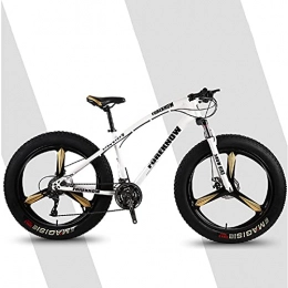SHUI Fat Tyre Mountain Bike 26-inch Mens Fat Tire Mountain Bike, High Carbon Steel Frame, 21-Speed, 3-spoke Wheels, Stable Disc Brake, Multi-Colors White-21sp