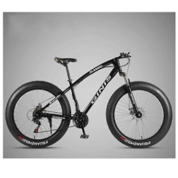 WJSW Bike 26 Inch Mountain Bicycle, High-carbon Steel Frame Fat Tire Mountain Trail Bike, Men's Womens Hardtail Mountain Bike with Dual Disc Brake, Black, 24 Speed 3 Spoke