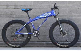 Fitnes Bike 26 Inch Mountain Bicycle, High-Carbon Steel Frame Fat Tire Mountain Trail Bike, Men's Womens Hardtail Mountain Bike with Dual Disc Brake, blue, 21 Speed