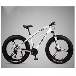 NOBRAND Fat Tyre Mountain Bike 26 Inch Mountain Bicycle, High-carbon Steel Frame Fat Tire Mountain Trail Bike, Men's Womens Hardtail Mountain Bike with Dual Disc Brake, White, 30 Speed 3 Spoke Suitable for men and women, cycling and