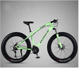 YANQ Fat Tyre Mountain Bike 26 Inch Mountain Bike, Steel Frame with High Carbon Fat Bike Content from Mountain, Adults Children Hardtail Bicycles, White, 21 Speed Spoke, Green, 24 Speed Spoke