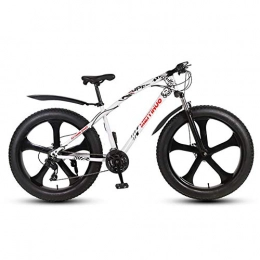 WXX Bike 26 Inch Mountain Bike Wide Tire Off-Road Bicycle Double Disc Brake Titanium Alloy Adult Outdoor Beach Speed Bike, White, 27 speed
