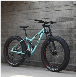 Gnohnay Bike 26 Inch Mountain Bikes, Adult Boys Girls Fat Tire Mountain Trail Bike, Dual Disc Brake Bicycle, High-carbon Steel Frame, Anti-Slip Bikes, Blue, 27 Speed