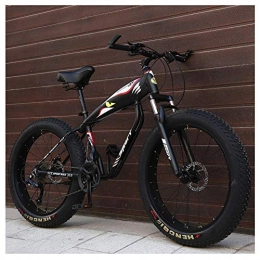 26 Inch Mountain Bikes, Fat Tire Hardtail Mountain Bike, Aluminum Frame Alpine Bicycle, Mens Womens Bicycle with Front Suspension,Black,24 Speed Spoke
