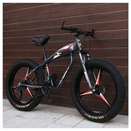 NOBRAND Fat Tyre Mountain Bike 26 Inch Mountain Bikes, Fat Tire Hardtail Mountain Bike, Aluminum Frame Alpine Bicycle, Mens Womens Bicycle with Front Suspension, Black, 24 Speed Spoke Suitable for men and women, cycling and hiking
