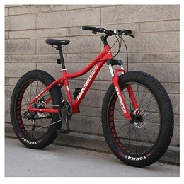 WJSW Bike 26 Inch Mountain Bikes, High-carbon Steel Hardtail Mountain Bike, Fat Tire All Terrain Mountain Bike, Women Men's Anti-Slip Bikes, Red, 21 Speed Spoke