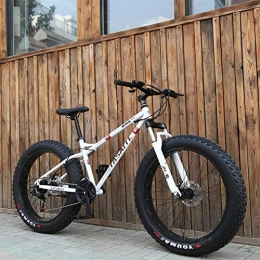 BRISEZZ Fat Tyre Mountain Bike 26 inch snow bike double disc brake bike with variable speed 4.0 aluminum alloy super thick rim snow bike full shock Adult Fat Tire Road Speed black HRTT (Color : White)