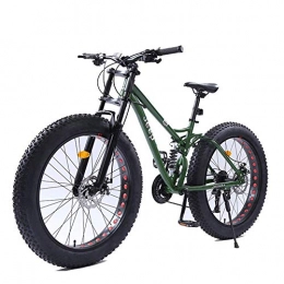 NOBRAND Fat Tyre Mountain Bike 26 Inch Women Mountain Bikes, Dual Disc Brake Fat Tire Mountain Trail Bike, Hardtail Mountain Bike, Adjustable Seat Bicycle, High-carbon Steel Frame, Green, 27 Speed Suitable for men and women, cycling