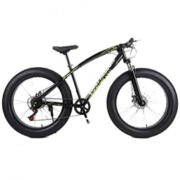 Ti-Fa Fat Tyre Mountain Bike 26" Mountain Bike for adults Fat Tire Bike High-carbon Steel Frame Double Disc Brake Suspension Fork Rear Suspension Anti-Slip for city beach or the snow, Black, 7 speed