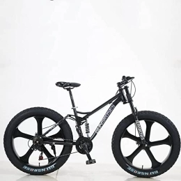 TAURU Bike 26" Mountain Bikes, Adult Fat Tire Mountain Trail Bike, Snow Bike Mountain Bike, High-carbon Steel Frame Dual Full Suspension Dual Disc Brake (27 Speeds, Black1)
