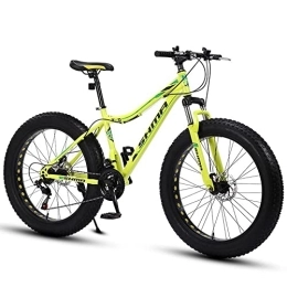 TAURU Bike 26" Mountain Bikes, Snow Bike Road Bike, Adult Fat Tire Mountain Trail Bike, 21 Speed Bicycle, High-carbon Steel Frame Dual Full Suspension Dual Disc Brake (Yellow)