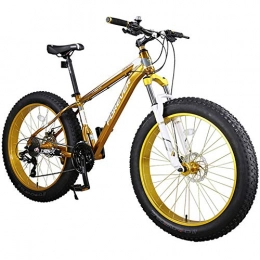27 Speed Mountain Bike 26 * 4.0 Inch Fat Tire Adult Bike for Men All-Terrain Trail Bikes with Suspension Fork/Dual Disc Brake Aluminum Frame MTB Bicycle Snow Bike,Gold