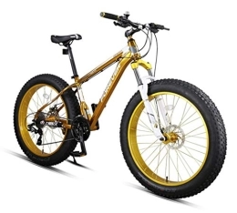 FEFCK Fat Tyre Mountain Bike 27-speed Mountain Bike 4.0 Inch Fat Tire For Snow / Beach, Front And Rear Dual Mechanical Disc Brakes Adjustable Handlebar Distance, Golden