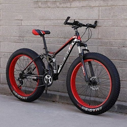 Abrahmliy Fat Tyre Mountain Bike Abrahmliy 26 Inch Fat Tire Adult Mountain Bike Double Disc Brake / High-Carbon Steel Frame Cruiser Bikes Beach Snowmobile Bicycle Double shock-Red_27 speed 26 inches