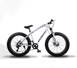 Aoyo Fat Tyre Mountain Bike Adult 24 Speed Mountain Bikes, 26 Inch Fat Tire Hardtail Mountain Bike, Dual Suspension Frame And Suspension Fork All Terrain Mountain Bicycle (Color : 7 Speed, Size : White spoke)