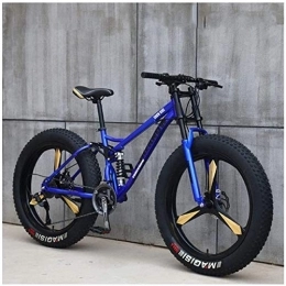 Aoyo Fat Tyre Mountain Bike Adult Beach Bicycle, Mountain Bikes, Mtb Bikes, Dual-Suspension, Double Disc Brake, Fat Tire, Outroad Bike, All-Terrain, (Color : Blue)