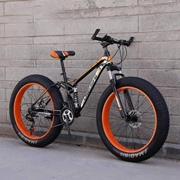 WJSW Fat Tyre Mountain Bike Adult Fat Tire Mountain Bike, Beach Snow Bike, Double Disc Brake Bikes, Lightweight High-Carbon Steel Frame Bicycle, 24 Inch Wheels