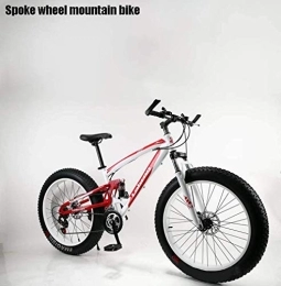 WJSW Fat Tyre Mountain Bike Adult Fat Tire Mountain Bike, Snow Bikes, Double Disc Brake Beach Bikes, Men All-Terrain Full Suspension Bicycle, 4.0 Wide 26 Inch Wheels