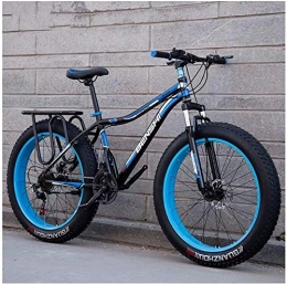 Aoyo Bike Adult Fat Tire Mountain Bikes, Dual Disc Brake Hardtail Mountain Bike, Front Suspension Bicycle, Women All Terrain Mountain Bike, (Color : Blue a, Size : 26 Inch 24 Speed)