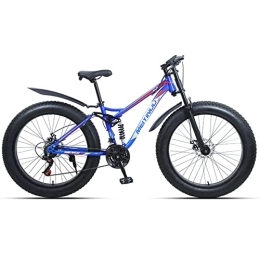  Fat Tyre Mountain Bike Adult Mountain Bike, 26" X 4" Fat Tire Bike, All Terrain Tires 27 Speed High Carbon Steel Frame Suspension Fork Dual Disc Brakes, with Dual Handbrakes for Mens Womens