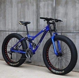 Aoyo Fat Tyre Mountain Bike Adult Mountain Bikes, 24 Inch Fat Tire Hardtail Mountain Bike, Dual Suspension Frame and Suspension Fork All Terrain Mountain Bike (Color : Blue, Size : 7 Speed)