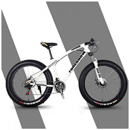 ACDRX Fat Tyre Mountain Bike Adult Mountain Bikes Beach 26 Inch 24 Speeds, Fat Tire Sport Bike High Carbon Steel, Outroad Bicycle Front Suspension Double Disc Brake, For Men Women Universal, White