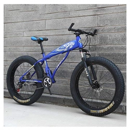 NOBRAND Fat Tyre Mountain Bike Adult Mountain Bikes, Boys Girls Fat Tire Mountain Trail Bike, Dual Disc Brake Hardtail Mountain Bike, High-carbon Steel Frame, Bicycle, Blue E, 26 Inch 21 Speed Suitable for men and women, cycling and