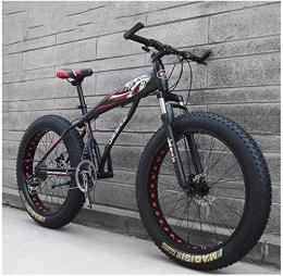 IMBM Fat Tyre Mountain Bike Adult Mountain Bikes, Boys Girls Fat Tire Mountain Trail Bike, Dual Disc Brake Hardtail Mountain Bike, High-carbon Steel Frame, Bicycle (Color : Red D, Size : 24 Inch 21 Speed)