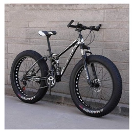 WJSW Fat Tyre Mountain Bike Adult Mountain Bikes, Fat Tire Dual Disc Brake Hardtail Mountain Bike, Big Wheels Bicycle, High-carbon Steel Frame, New Black, 24 Inch 21 Speed