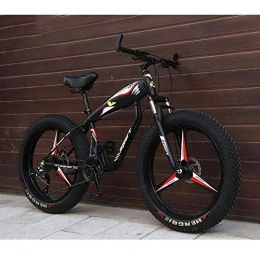 Alqn Fat Tyre Mountain Bike ALQN 26 inch Wheels Mountain Bike Bicycle for Adults, Fat Tire MBT Bike, High-Carbon Steel Frame, Dual Disc Brake, Black, 21 Speed