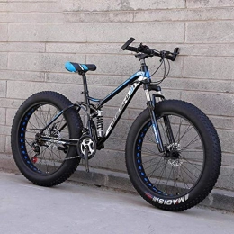 Alqn Bike Alqn Adult Fat Tire Mountain Bike, Off-Road Snow Bike, Double Disc Brake Cruiser Bikes, Beach Bicycle 24 inch Wheels, D, 21 Speed