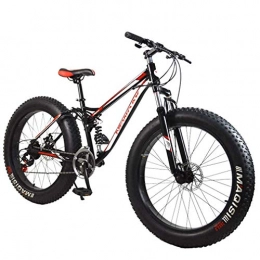 Alqn Bike Alqn Bicycle Fat Tire Mountain Bike Adult, Beach Snow Bike, Double Disc Brake Cruiser Bikes, Mountain Bike Mens 26 inch Wheels, Red