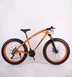 Alqn Bike Alqn Fat Tire Adult Mountain Bike, High-Carbon Steel Frame Cruiser Bikes, Beach Snowmobile Bicycle, Double Disc Brake 26 inch Wheels, Orange, 21 Speed